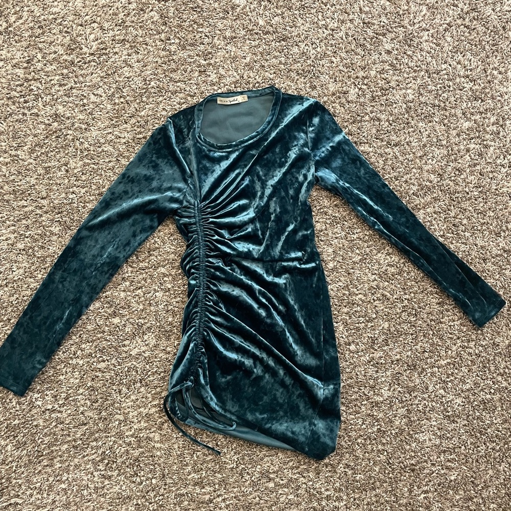 Long sleeve velvet mini dress size medium